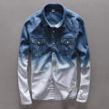 Wash Denim Long Sleeve Casual Shirt for Men. 