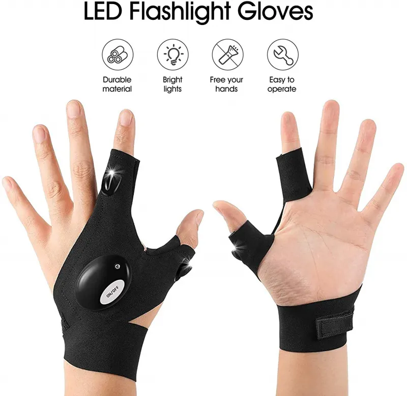 Lamgool LED Outdoor Half Finger Lighting Gloves Repair Sports