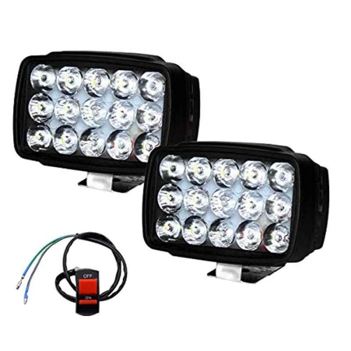 15Led]]White]]Bike Led Light Drivin Headlights Fog Lamp Lighting Accessories Anti-Fog Spot Light Auxiliary Headlight with Switch For All Motorcycles Mobikes Fog Lights]2pcs]ST