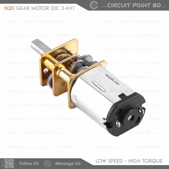 N20 DC Gear Motor 3V-12V Micro Full Metal Gearbox – Low Speed, High Torque Motor for Arduino & DIY Electronics Projects