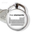 Periodic Table of The Elements Key Chain Silver Plated Glass Fashion Jewelry Science Teacher's Gift. 
