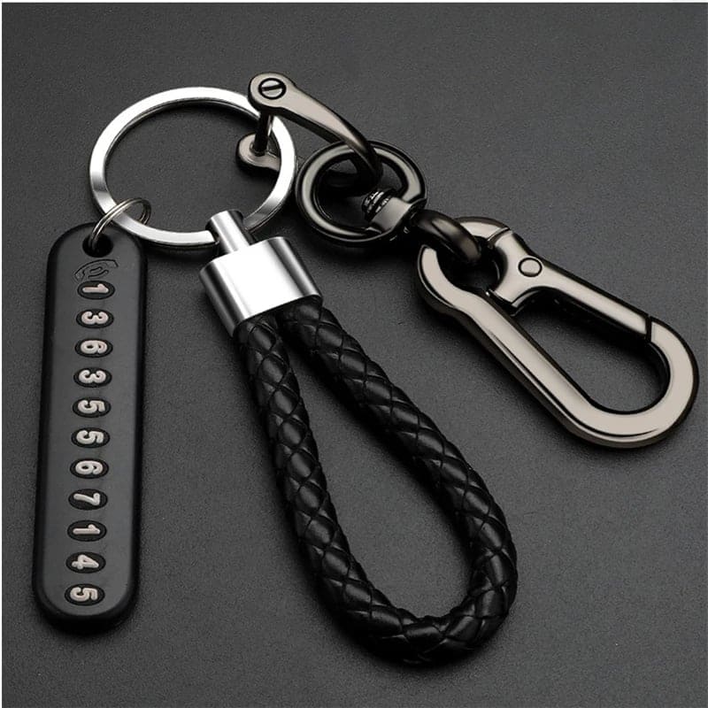 Phone Number Card Keyring Anti Lost Car Key Pendant Split Rings Keychain Auto Vehicle Key Chain