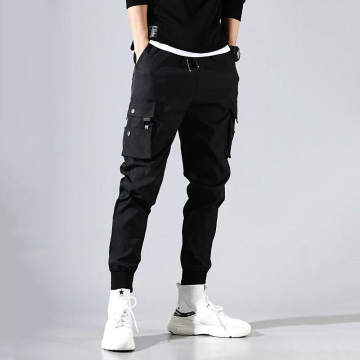 Cargo%20Pants%20Men%20Solid%20Color%20Black%20Loose%20Casual%20Joggercket%20Elastic%20waist%20Ankle%20Length%20Trousers%20Men%20-%20Image%204