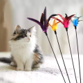 New cat teasing spring stick toys with feather tease cat and kitty. 