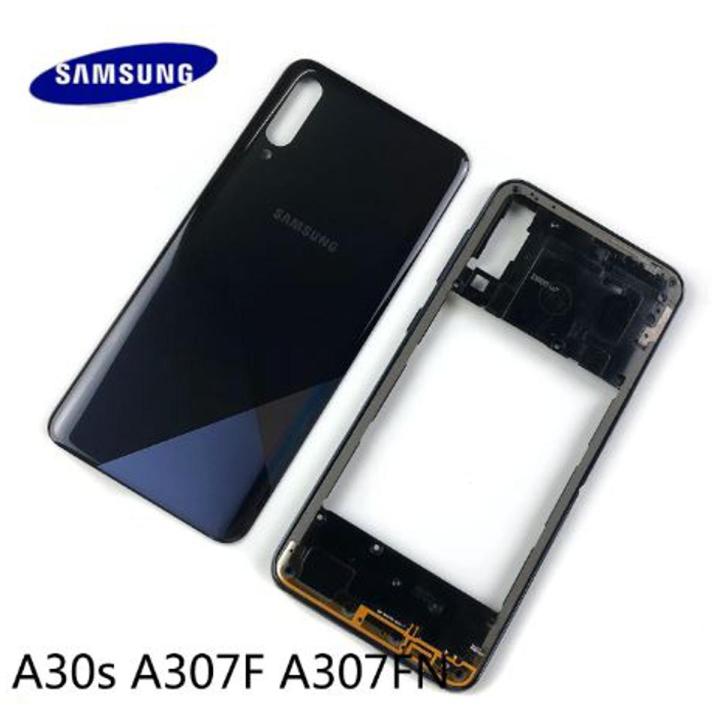 For Samsung Galaxy A30S Housing Frame with Battery Cover Replacement Back Battery Cover Glass Case - Camera (Back Case Cover For Smartphone)