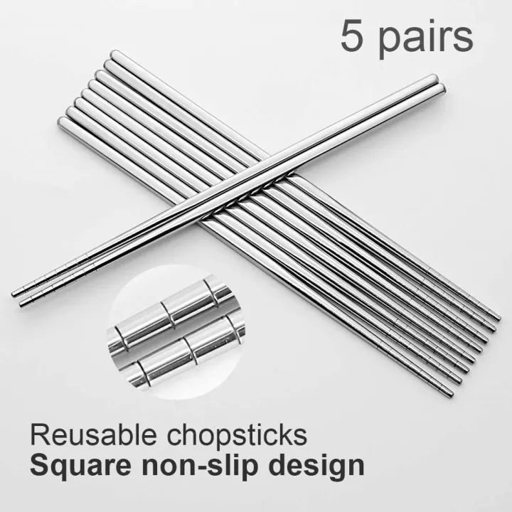 Stainless%20Steel%20Chopsticks%20Reusable%20Silver%20Lightweight%20304%20Metal%20Chopsticks%20Dishwasher%20Safe%20-%205%20Pairs%20(Silver)%20-%20Image%206