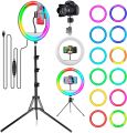 10" Rgb Led Soft Ring Light With Tripod Stand For Photography Makeup Youtube Video Shooting Selfie - Ring Light. 