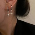 Color Metal Stars Pendant Earring Simple Inlaid Rhinestone Cross Drop Earrings Y2K Creative Dangle Earrings Korean INS Style Personality Sweet Cool Girl Fashion.