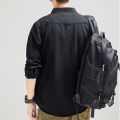 HIQOR New Mens Vintage Shirt Male Lone Sleeve Cargo Shirts 100% Cotton Casual Solid Shirt Male Pocket Work Shirt Man Clothing.