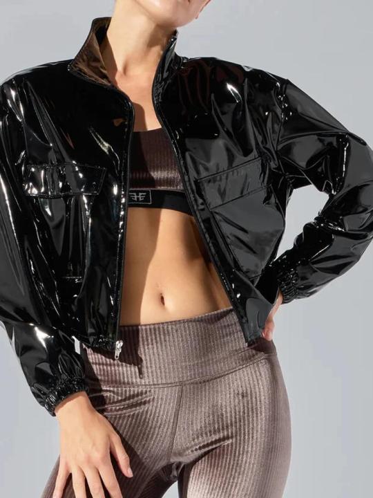 Glossy%20Patent%20Leather%20Jacket%20Coat%20Women%20Faux%20Leather%20Lapel%20Crop%20Bomber%20Jacket%20Pocket%20Punk%20PVC%20Overcoat%20Party%20Clubwear%20Custom%20New%20-%20Image%205