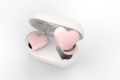 New heartbuds love earphones, heart-shaped headphones, cute girls, wireless bluetooth headphones with colored lights. 