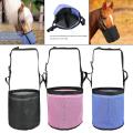 Horse feed Bag Adjustable Elastic Strap Durable PVC Mesh Bag Slow Feeding Hay. 