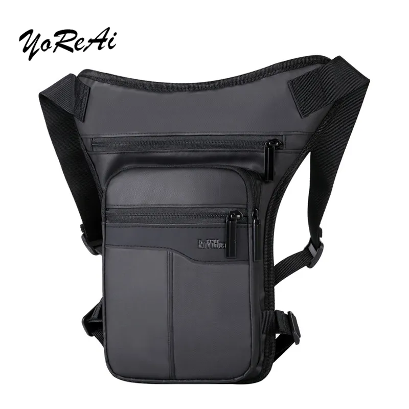 Sac Cuissarde En Cuir Véritable Vintage - Drop Leg Bag Multi-Usage Moto Vélo Randonnée - Gris Foncé