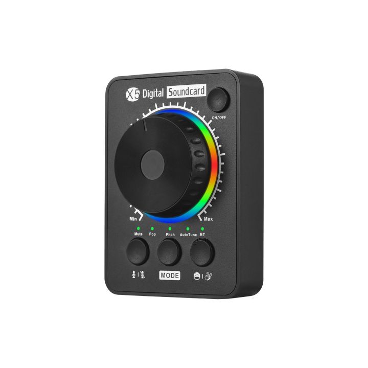 X5 Professional Live Streaming External Sound Card for PC, Phones, and Laptops, with BT Music Input Accompaniment and USB Multimedia Volume Knob