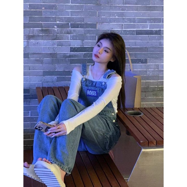 BAB%20YSNAKEOfficial%20Denim%20Suspender%20Pants%20Straight%20Loose%20Slimming%20Casual%20Women's%20Summer%20Mop%20New%20Age-Reducing%20-%20Image%205