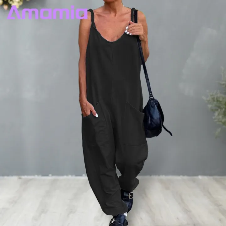 V-neck%20Sleeveless%20Jumpsuit%20Ladies%20Jumpsuit%20Women%20Sling%20V-neck%20Sleeveless%20Big%20Pockets%20Wide%20Leg%20Solid%20Color%20Thin%20Playsuit%20Bib%20Overall%20Streetwear%20Loose%20Jumpsuit%20-%20Image%207