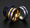 Cheap stainless steel green stone rings black wedding ring men. 