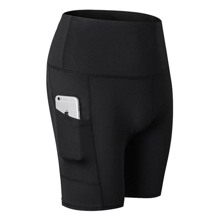 High Waisted Yoga Shorts,Women Side Pocket Tight Athletic Training Sports Short,Quick-Dry Stretch Running Fitness Shorts