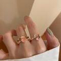 1Pc Double Layer Peach Love Zircon Open Ring. 