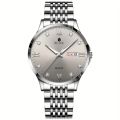 RUIGE Men's Quartz Watch With Steel Strap, Fashionable Waterproof Night Light Casual Multi-Functional Wristwatch.