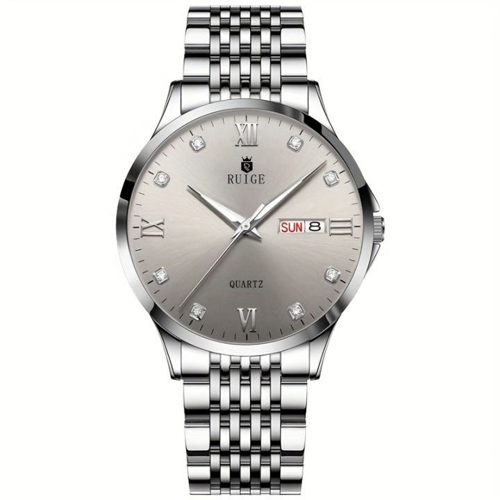 RUIGE%20Men's%20Quartz%20Watch%20With%20Steel%20Strap,%20Fashionable%20Waterproof%20Night%20Light%20Casual%20Multi-Functional%20Wristwatch%20-%20Image%205