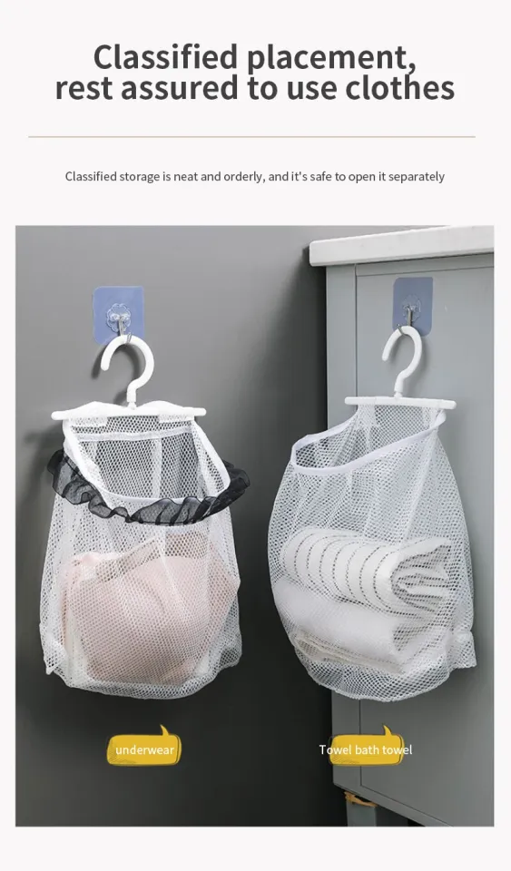 Wall Hanging Laundry Storage Net Dirty Clothes Sundries Foldable