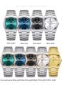 POEDAGAR 930 Business Luminous Stainless Steel Quartz Men’s Watch- Silver Blue & Rose Gold.
