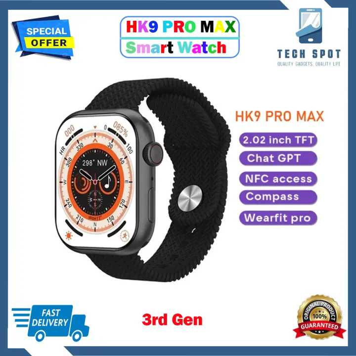 HK9 Pro MAX Smart Watch AMOLED Screen with ChatGPT Smartwatch 3rd ...