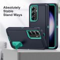 3 In 1 Full Cover Shockproof Phone Case With Stand For Samsung Galaxy S24 Thick Hard Phone Casing Contrasting Colors Fashion Phone Cover Shell. 