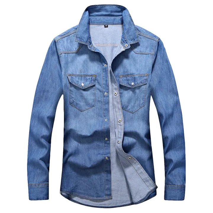 2022%20Spring%20Autumn%20High%20Quality%20Denim%20Shirt%20Men%20Casual%20Long%20Sleeve%20Fit%20Slim%20Personality%20Pocket%20Black%20Blue%20Jean%20Shirts%20-%20Image%204