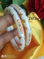 Unique and Gorgious Golden Metal Works Plastic Shakha Pola Bangles. It's for Women White, Party, Wedding, Anniversary, Durga Puja & All Time Use.. 