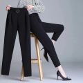 White Pants Women Elastic High-waisted Haren Pants Fashion Wild Professional Suit Pants Office Ladies Trousers Black Khaki Pants.