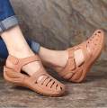 Women's Wedge Sandals Leather heels Slipper Anti Slip Plus Size Jelly Shoes Closed Toe Hook and Loop Sandal. 