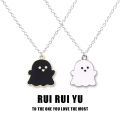 Fashion Black White Ghosts Couples Necklaces for Women Men Cute Cartoon Lovely Charm Pendant Friendship Necklace Halloween Jewelry Gift.