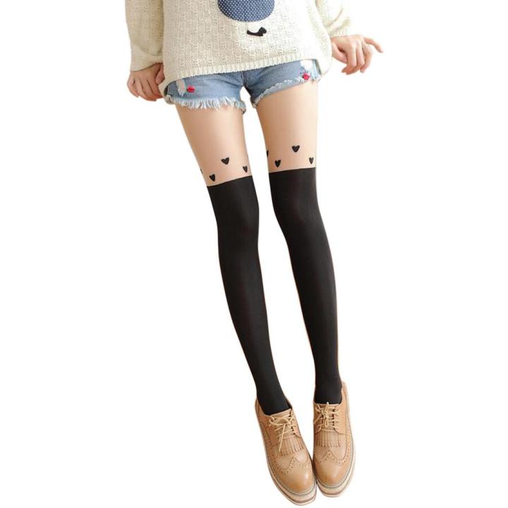 Rainbowroom%20Women's%20Non-slip%20Thigh%20High%20Over%20Knee%20Fake%20High%20Cylinder%20Stitching%20Silk%20Stocking%20-%20Image%203