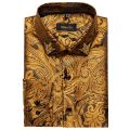 Luxury Golden Shirt For Man Party Men Shirts Fashion Man Club Wear Floral Wedding Formal Long Sleeves Shirt For Male Free Ship. 