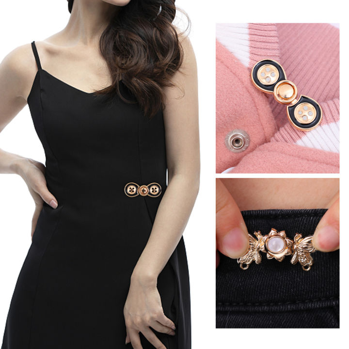 1/5/10Pairs%20New%20Sewing-free%20Metal%20Butterflies%20Button%20Skirt%20Pants%20Waist%20Adjustment%20Buckle%20Clothing%20Decoration%20Accessories%20-%20Image%204