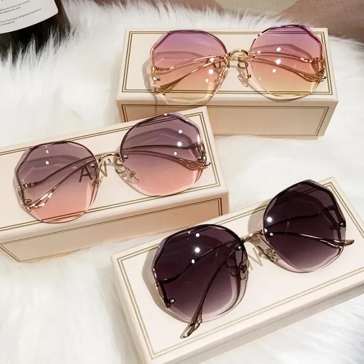 Sunglasses%20Women%202022%20Fashion%20Tea%20Gradient%20Ocean%20Water%20Cut%20Trimmed%20Lens%20Metal%20Curved%20Temples%20Sun%20Glasses%20Cycling%20Female%20UV400%20-%20Image%202