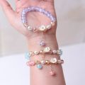Fashion Flower Imitation Pearl Crystal Beads Bracelet For Women Elastic Adjustable Charm Bracelet Friendship Jewelry Accessories. 