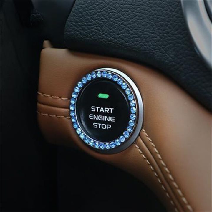 Car One-Click Engine Start Stop Switch Button Cover Crystal Rhinestone Cover Protector Ring Hand-set Sticker Decoration