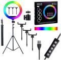 10 inch RGB LED Soft Ring Light with Tripod Stand for Photography Makeup YouTube Video Shooting Selfie.