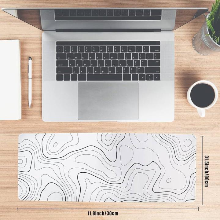 WHITE%20&%20BLACK%20Large%20Gaming%20Mouse%20Pad%2090x40cm%20(35.4x15.7in)%20-%20Non-Slip%20Rubber%20Base%20Desk%20Mat%20&%20Keyboard%20Pad%20for%20Gaming,%20Office%20-%20-%20Image%203