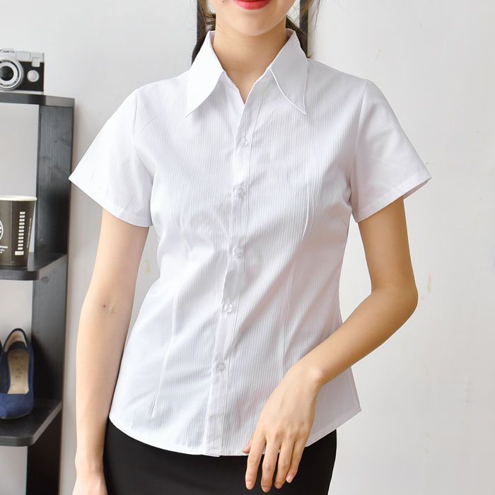 Spring%20and%20Summer%20New%20Women's%20White%20Shirt%20Twill%20Short-Sleeved%20Business%20Wear%20Tooling%20Waist-Tight%20Cotton%20OfficeolLong%20Sleeve%20Interview%20Formal%20Wear%20-%20Image%206