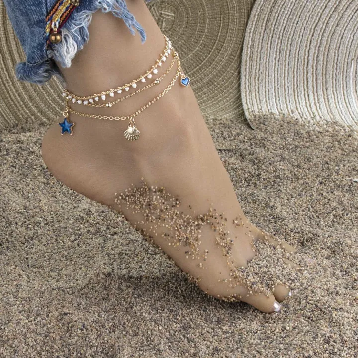 Bohemian%20Anklets%20%20For%20Women%20Tassel%20Pentagram%20Dangle%20%20Foot%20Jewelry%20Leg%20Chain%20Barefoot%20Sandals%20Beach%20Accessories%20-%20Image%202