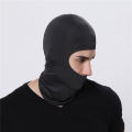Black Multifunctional Headwear Neck Gaiter Tube Scarf with Earloop. 