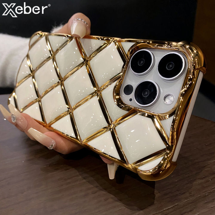 Luxury Plating Diamond Lattice Grid Shockproof Phone Case for