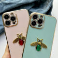 FELMYST Diamond Bee Phone Case For iPhone 8/7 Plus Luxury Brand 3D Honeybee Mobile Casing Metal Gem Square Girl Boy Gift Soft Shockproof Back Cover Cases.
