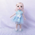 blue dress BJD doll with 13 Movable Joints Doll 6 Inch Makeup Cute Brown blue Eyeball Dolls with Fashion Dress for Girls Toy. 