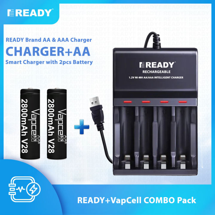 READY Energy saving Battery Charger Combo including 2 Unit AA Size Rechargeable Battery