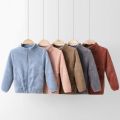 Autumn Winter Fashion Knitted Cardigan Girls Boys Sweater Solid Jacket Coat Kids Thicked Plush Coat Cardigan Sweaters 1-8Year.